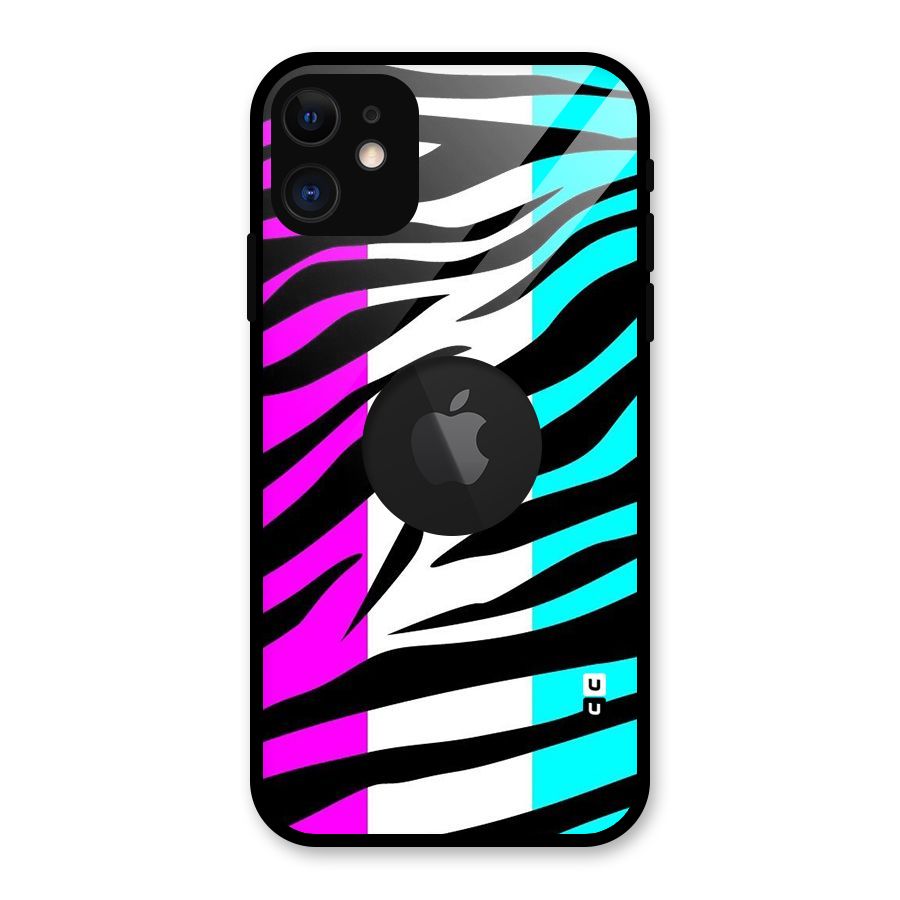 Zebra Texture Glass Back Case for iPhone 11 Logo Cut