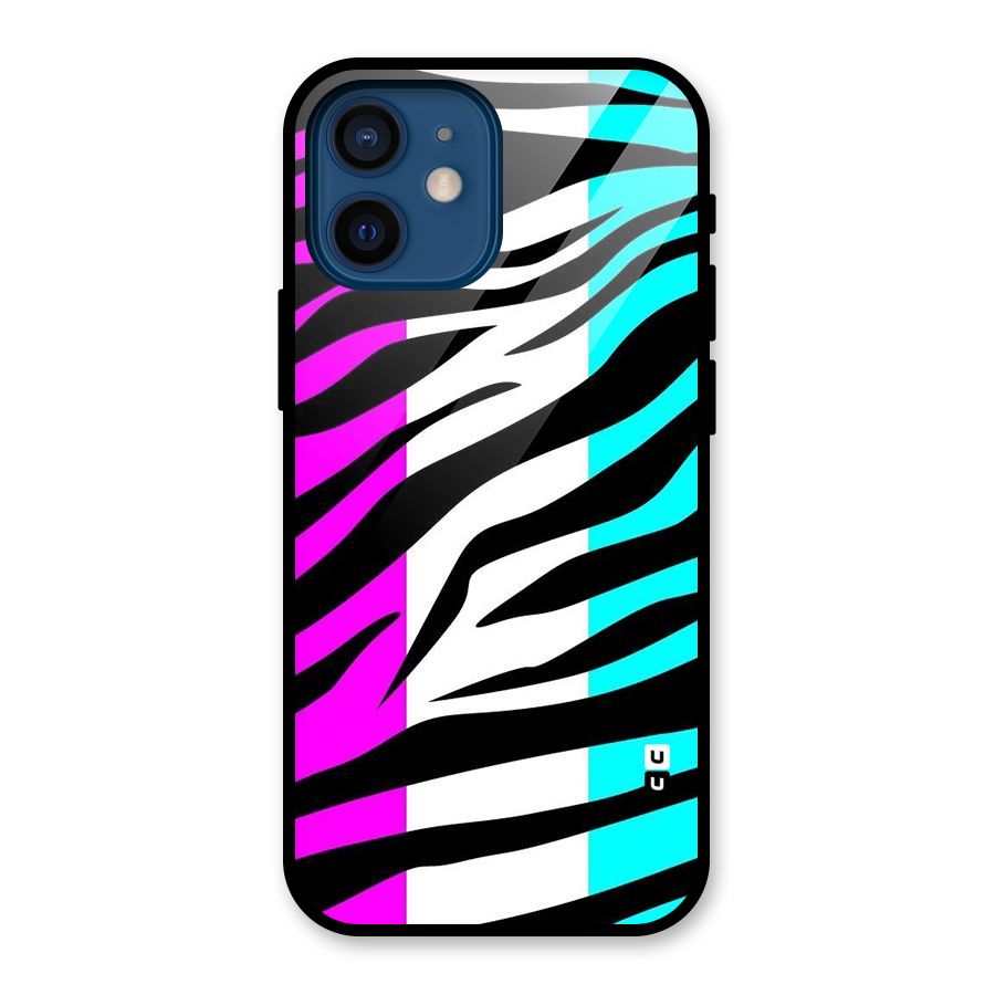Zebra Texture Glass Back Case for iPhone 12 Mini