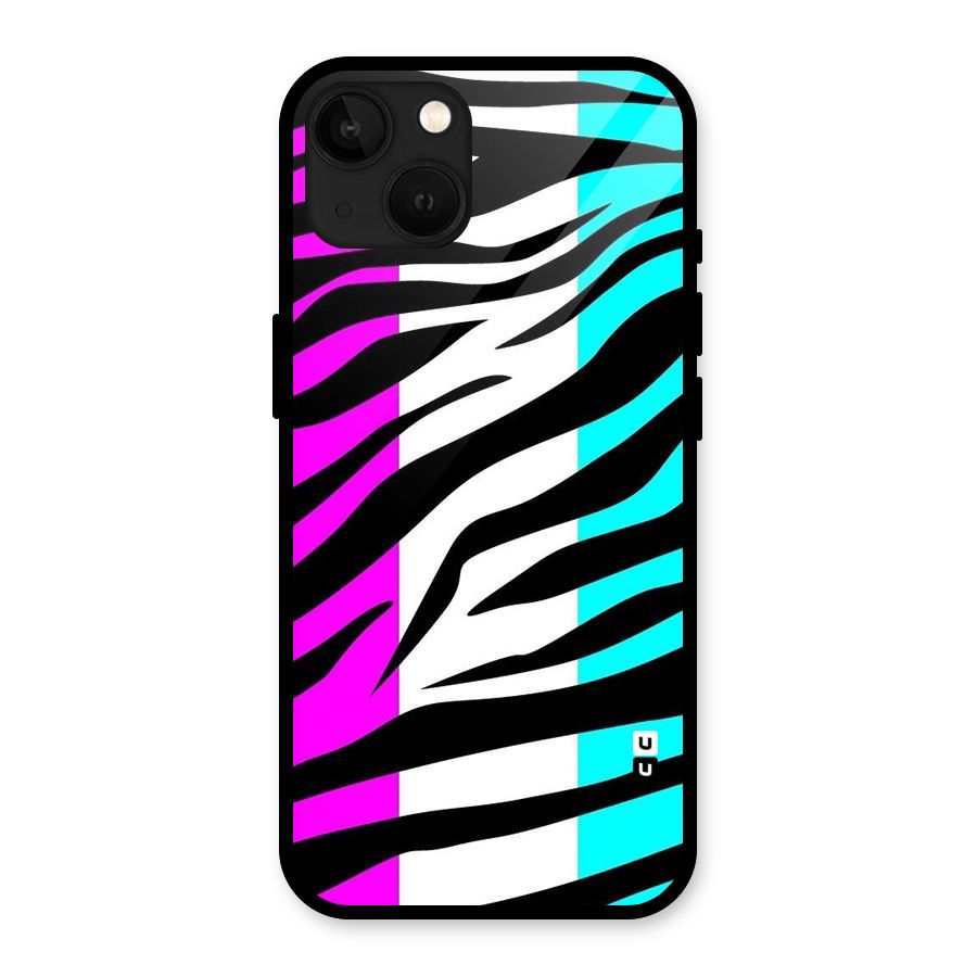Zebra Texture Glass Back Case for iPhone 13