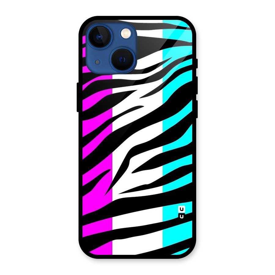 Zebra Texture Glass Back Case for iPhone 13 Mini