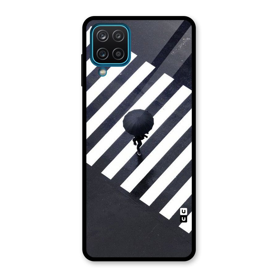 Zebra Walking Glass Back Case for Galaxy A12