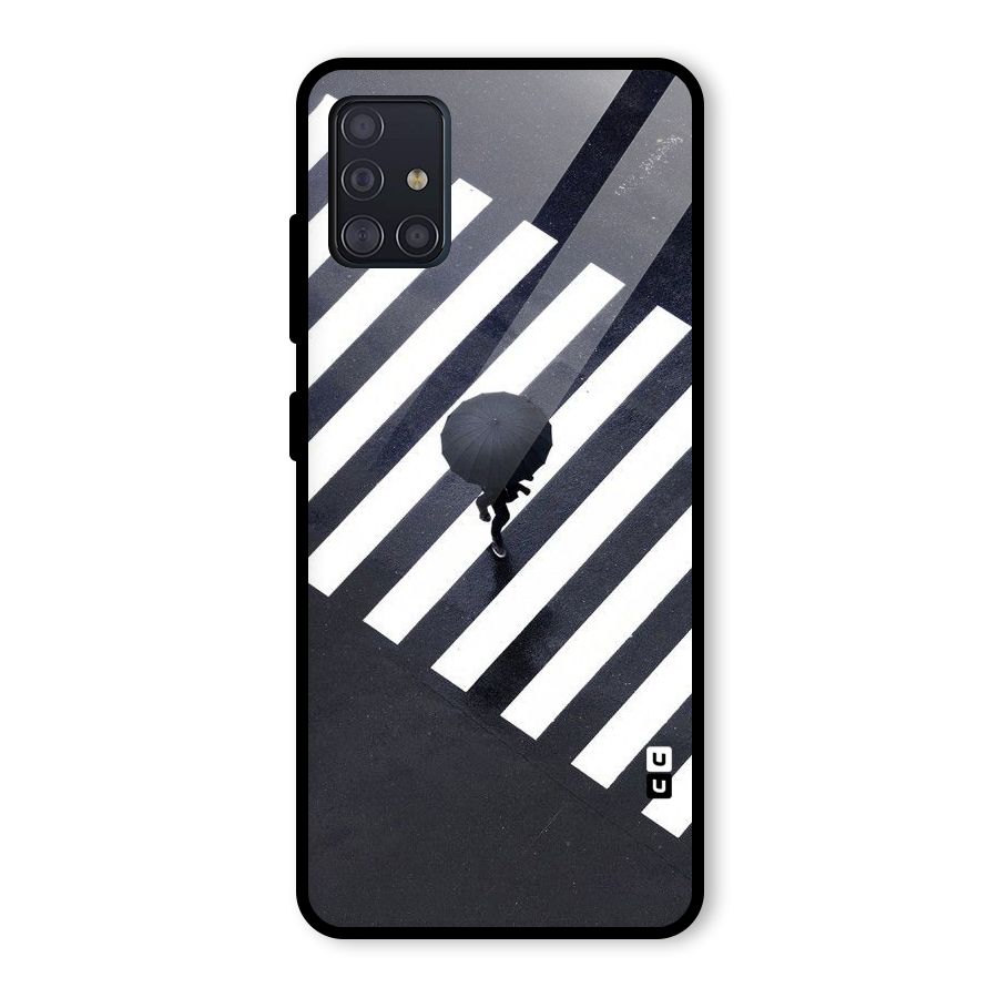 Zebra Walking Glass Back Case for Galaxy A51