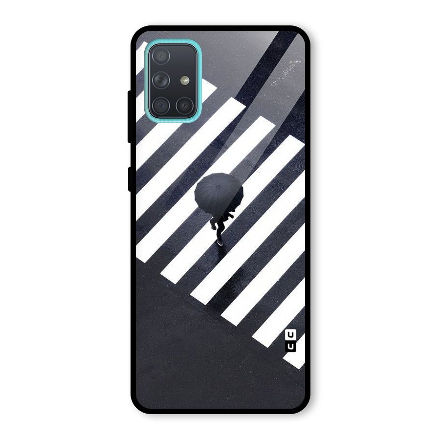 Zebra Walking Glass Back Case for Galaxy A71