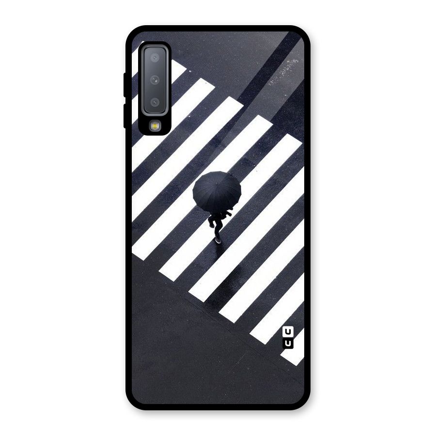 Zebra Walking Glass Back Case for Galaxy A7 (2018)