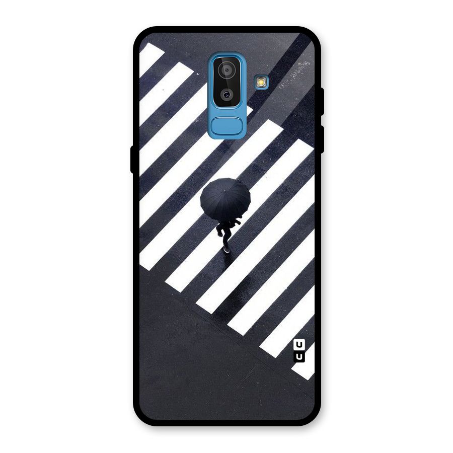 Zebra Walking Glass Back Case for Galaxy J8