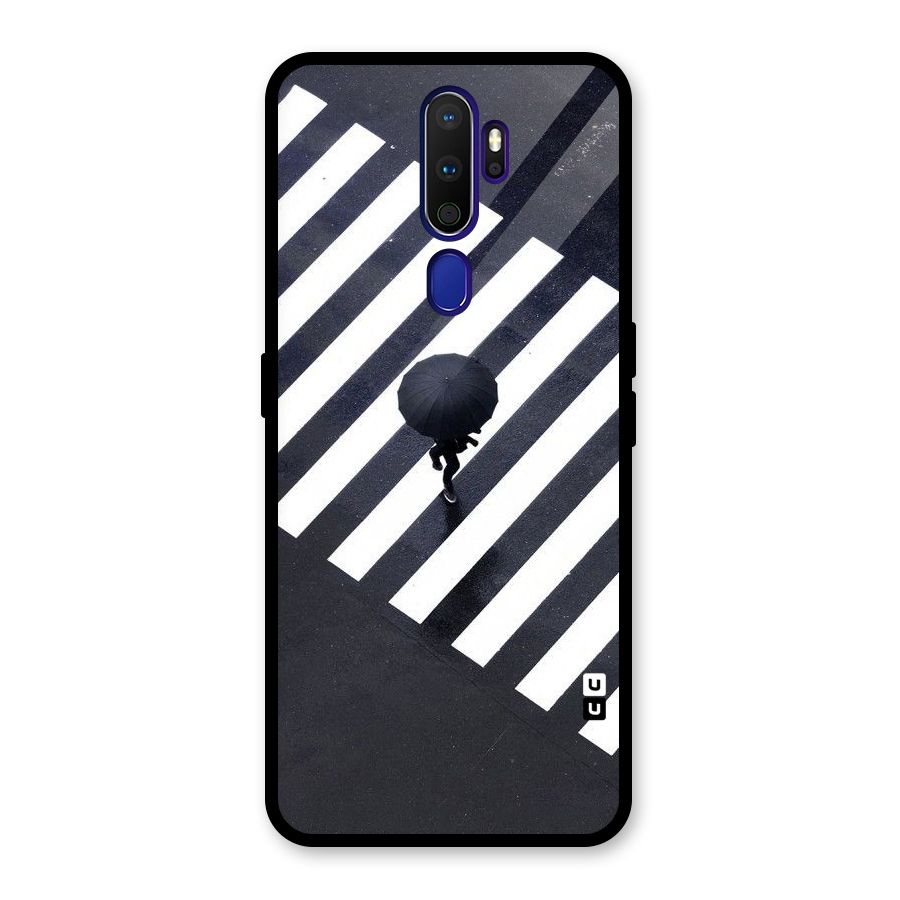 Zebra Walking Glass Back Case for Oppo A9 (2020)