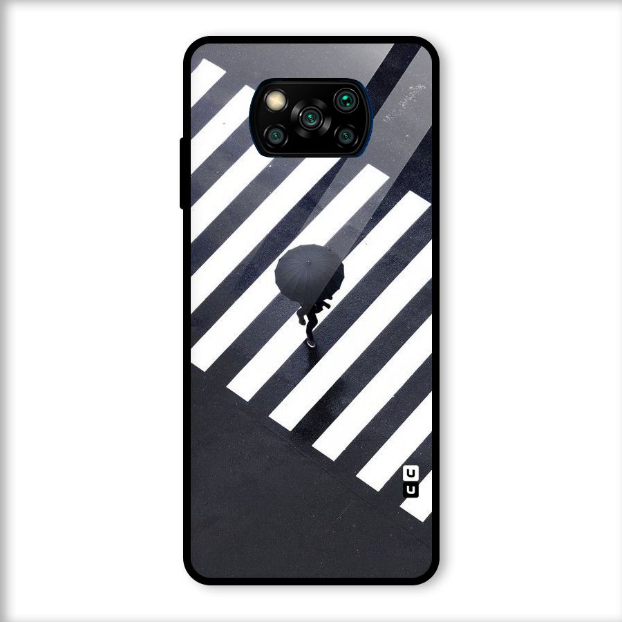 Zebra Walking Glass Back Case for Poco X3