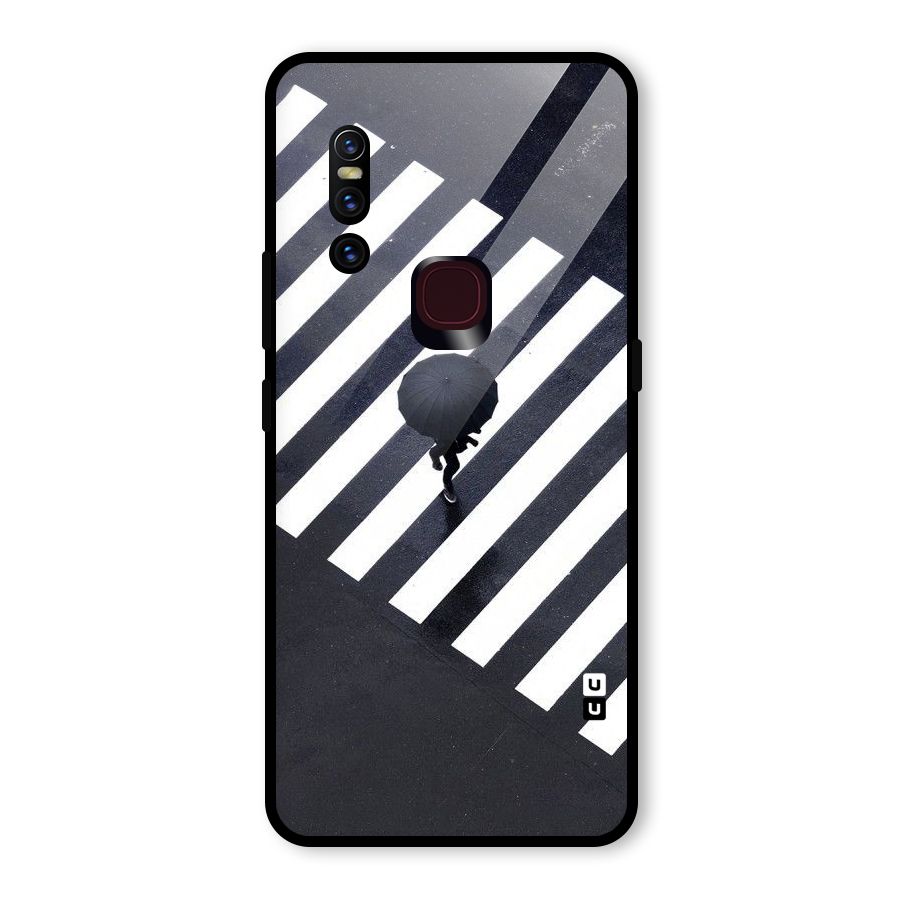 Zebra Walking Glass Back Case for Vivo V15