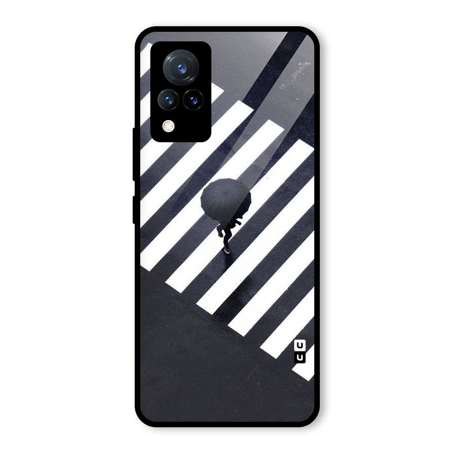 Zebra Walking Glass Back Case for Vivo V21 5G