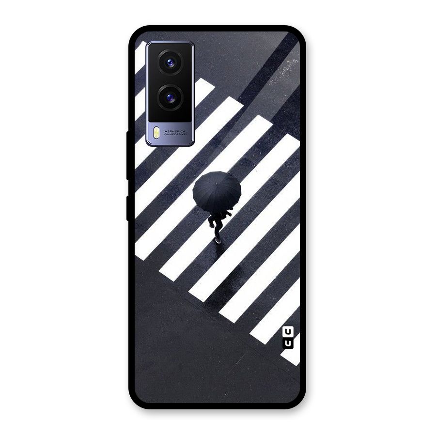 Zebra Walking Glass Back Case for Vivo V21e 5G