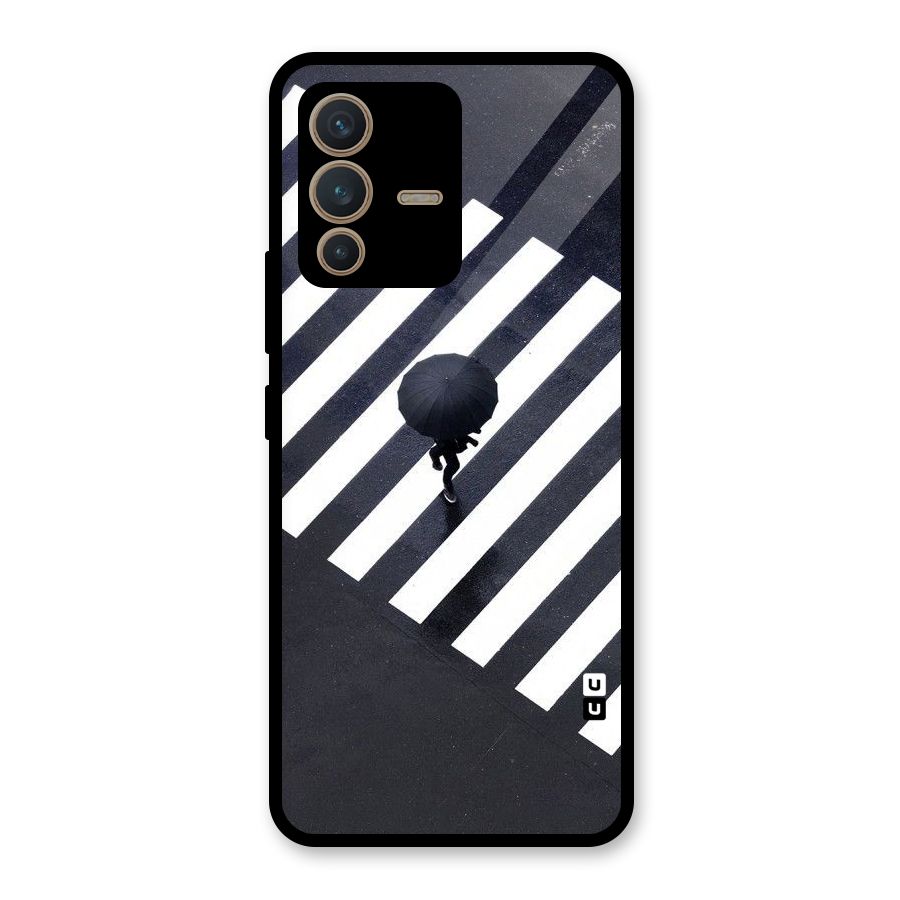 Zebra Walking Glass Back Case for Vivo V23 5G