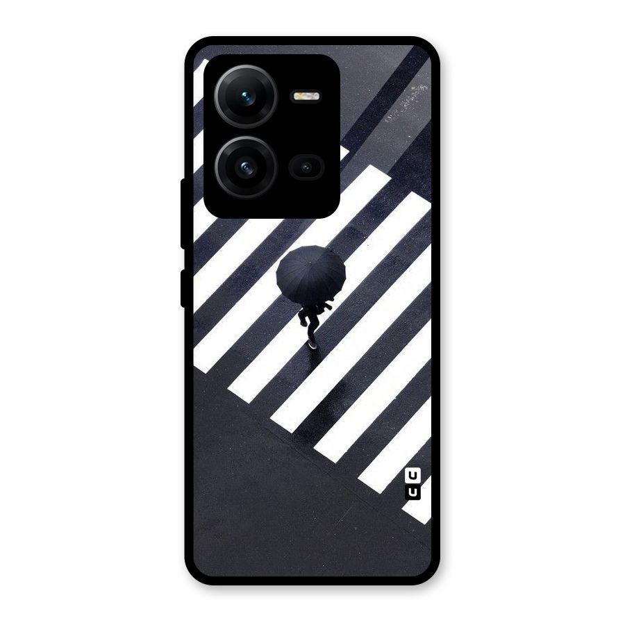 Zebra Walking Glass Back Case for Vivo V25