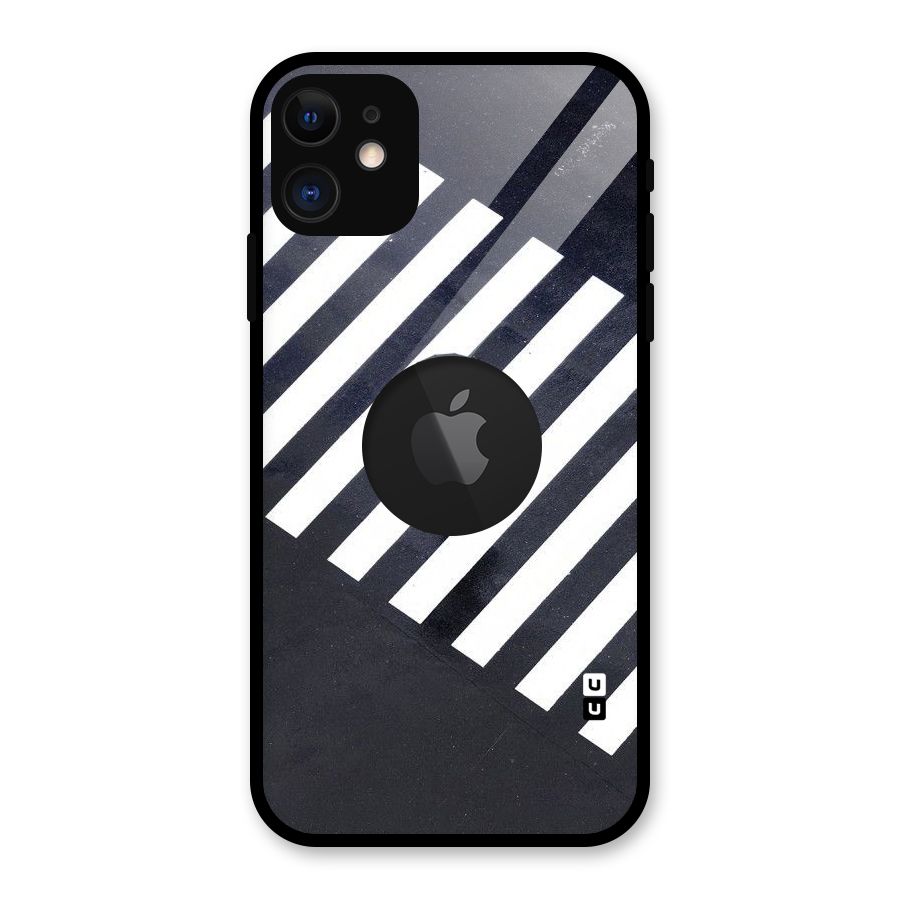 Zebra Walking Glass Back Case for iPhone 11 Logo Cut
