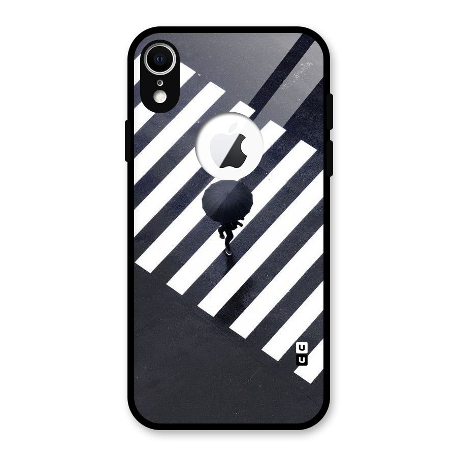 Zebra Walking Glass Back Case for iPhone XR Logo Cut