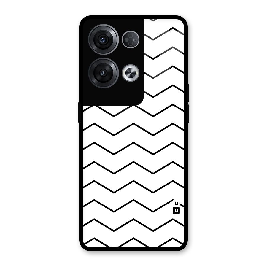 ZigZag Simple Classic Lines Glass Back Case for Oppo Reno8 Pro 5G