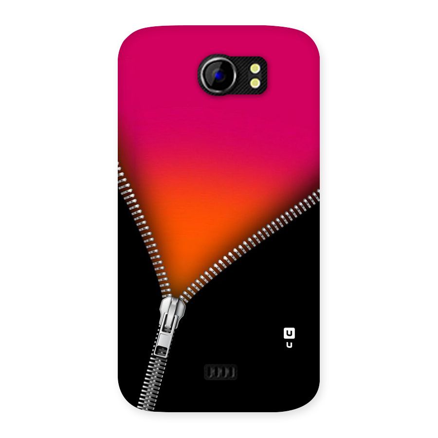 Zipper Print Back Case for Micromax Canvas 2 A110