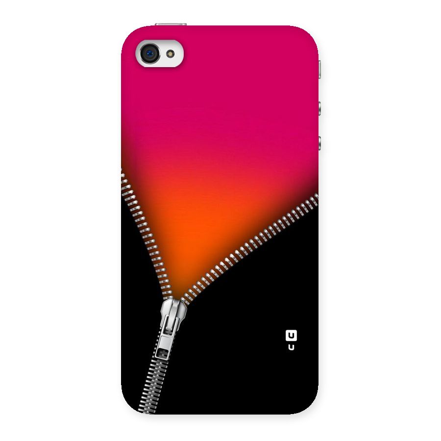Zipper Print Back Case for iPhone 4 4s