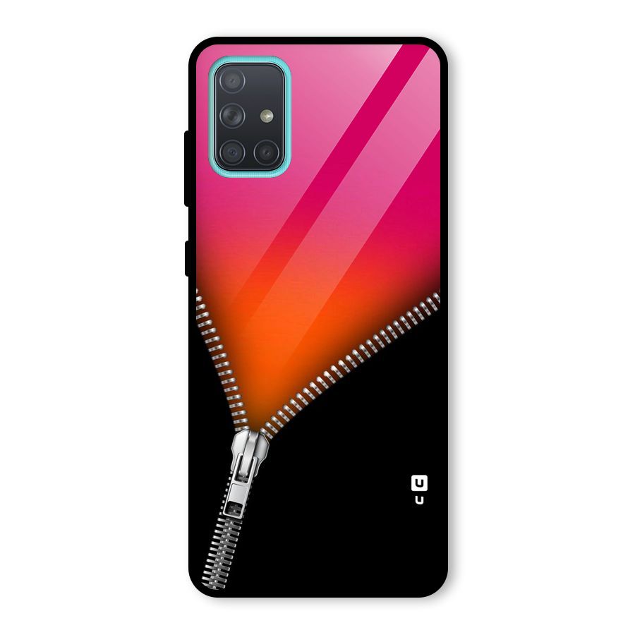 Zipper Print Glass Back Case for Galaxy A71