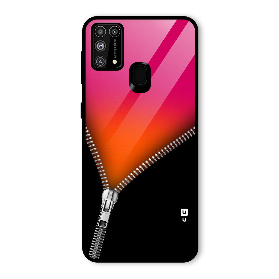 Zipper Print Glass Back Case for Galaxy F41