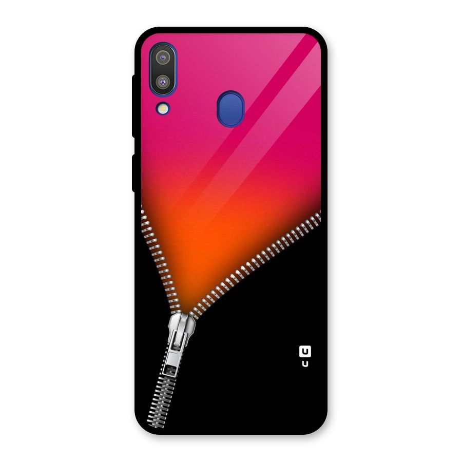 Zipper Print Glass Back Case for Galaxy M20