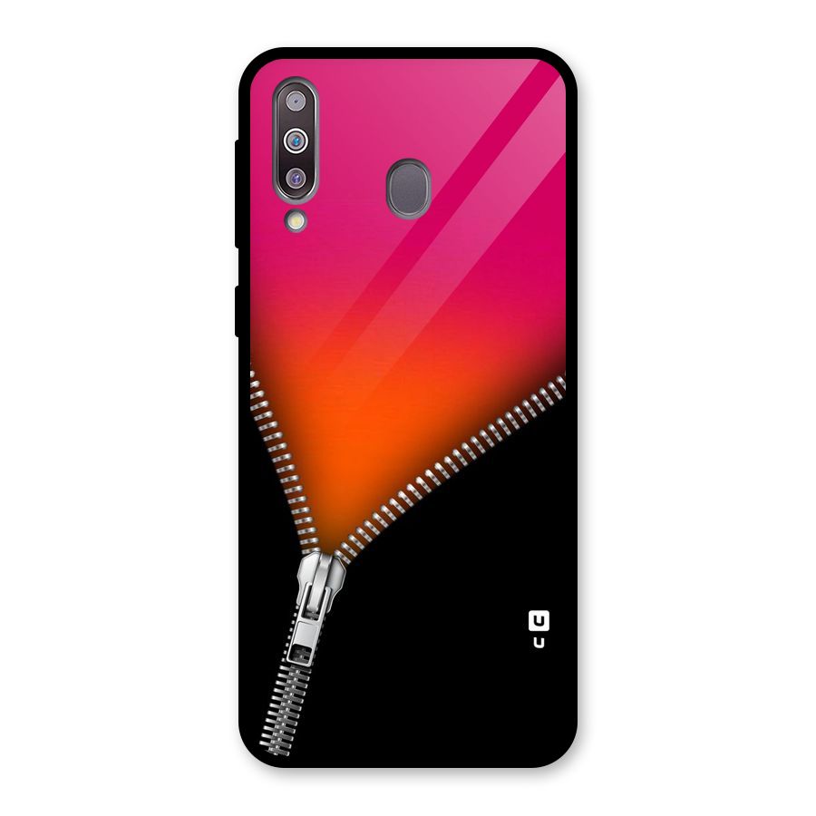Zipper Print Glass Back Case for Galaxy M30