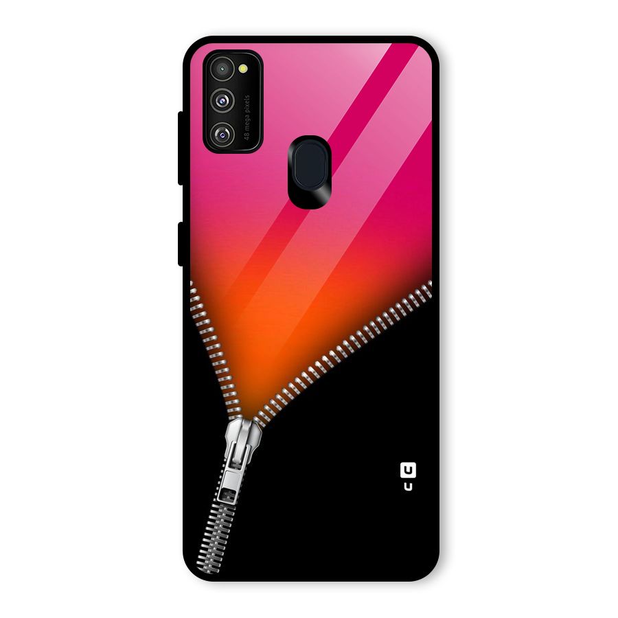 Zipper Print Glass Back Case for Galaxy M30s