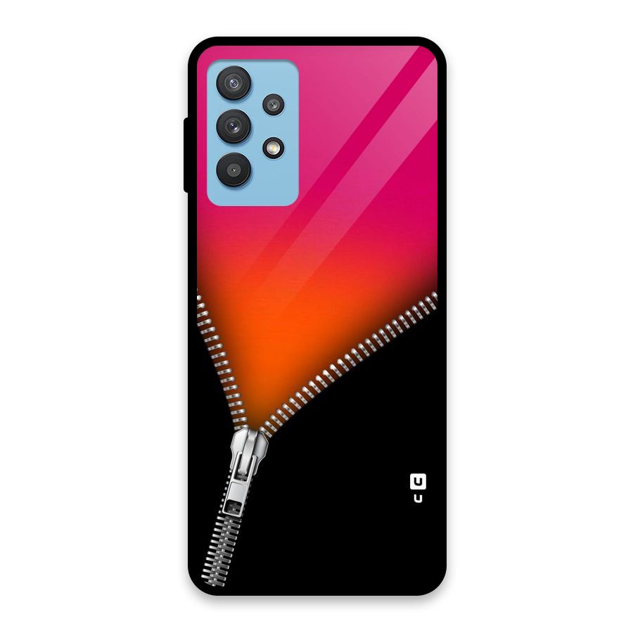 Zipper Print Glass Back Case for Galaxy M32 5G