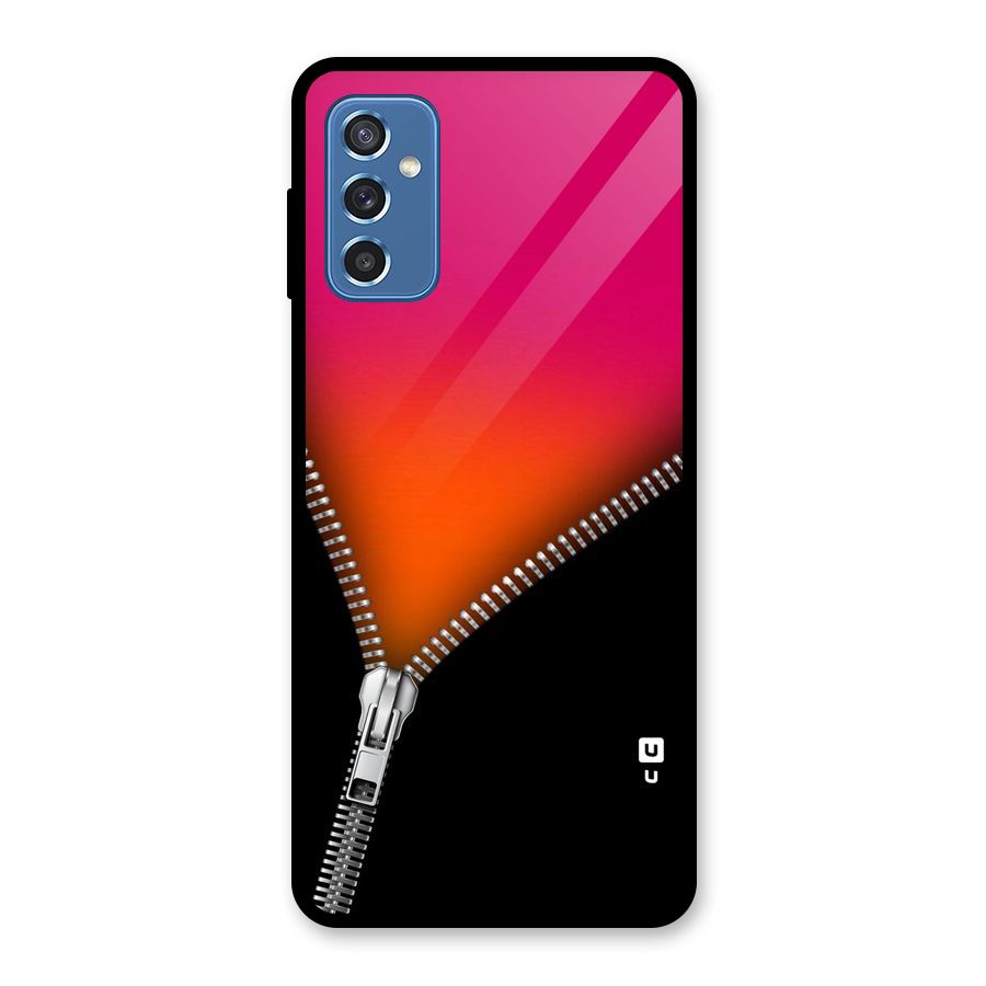 Zipper Print Glass Back Case for Galaxy M52 5G