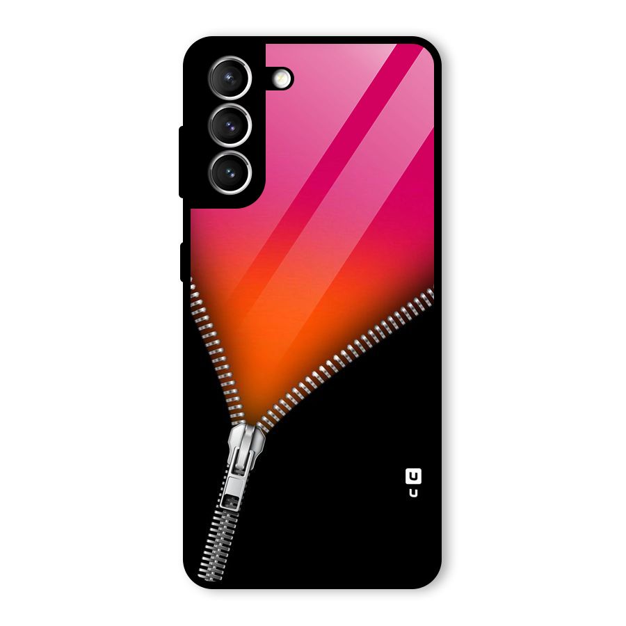 Zipper Print Glass Back Case for Galaxy S21 5G