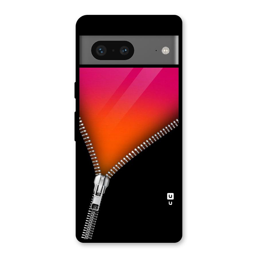Zipper Print Glass Back Case for Google Pixel 7