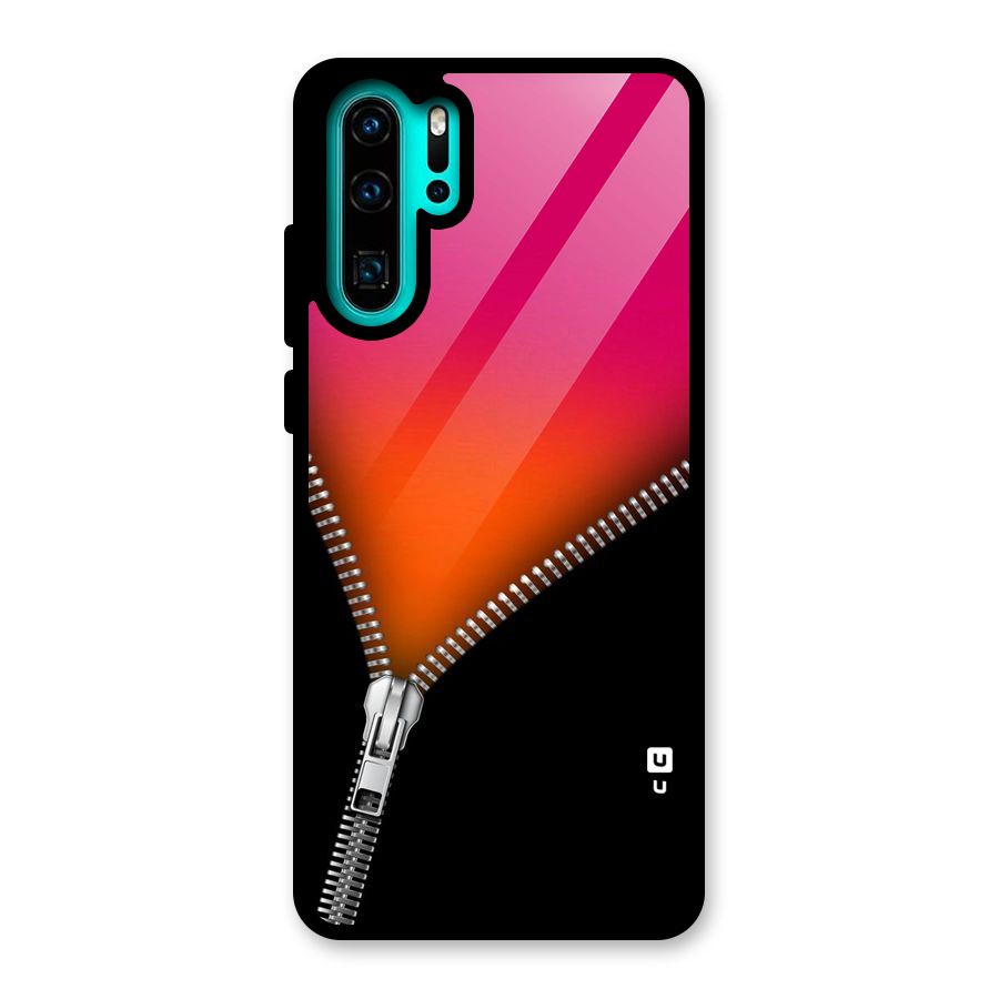 Zipper Print Glass Back Case for Huawei P30 Pro