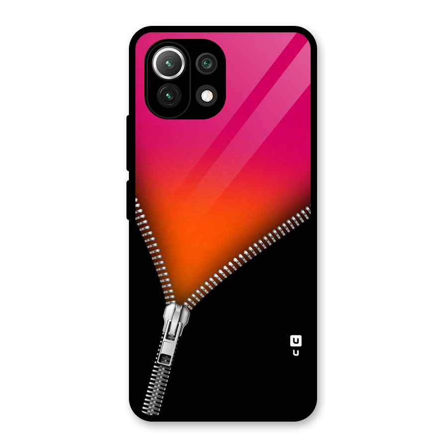 Zipper Print Glass Back Case for Mi 11 Lite