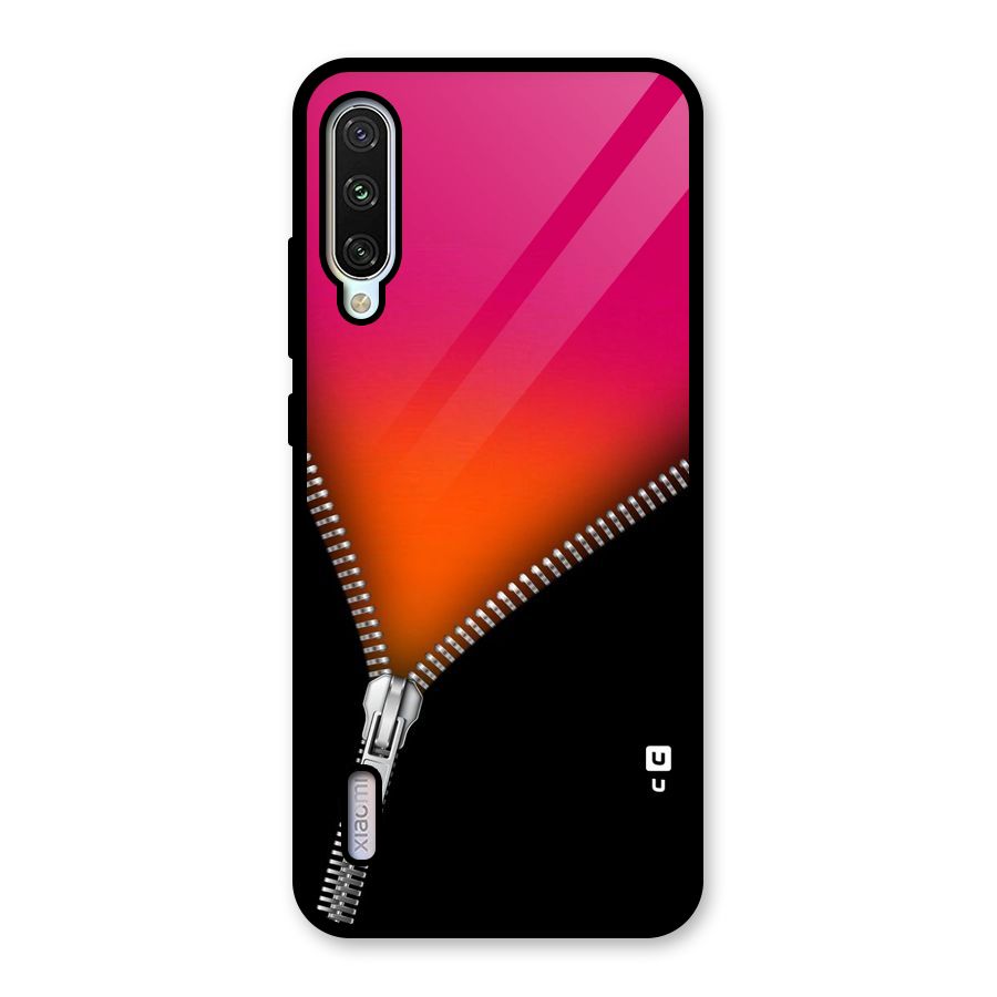 Zipper Print Glass Back Case for Mi A3