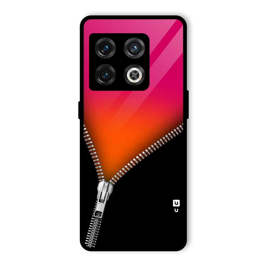 Zipper Print Glass Back Case for OnePlus 10 Pro 5G