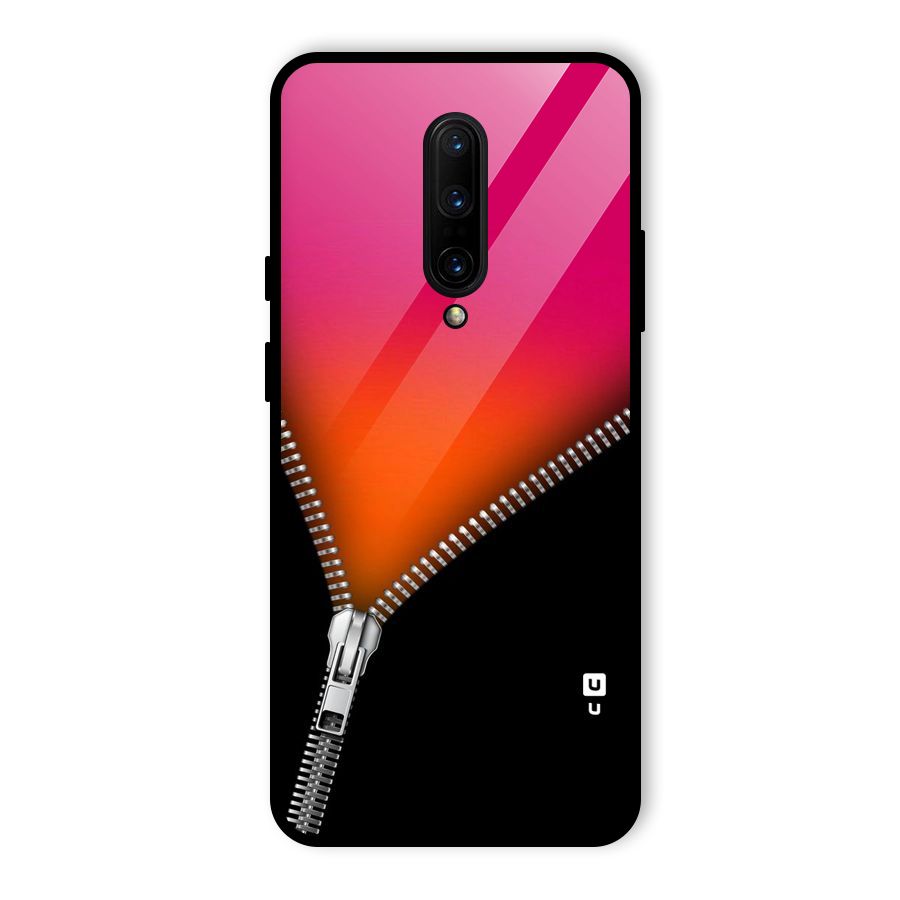 Zipper Print Glass Back Case for OnePlus 7 Pro