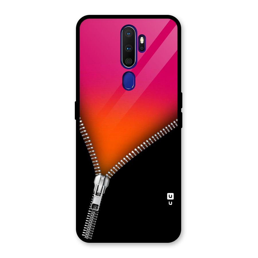 Zipper Print Glass Back Case for Oppo A9 (2020)