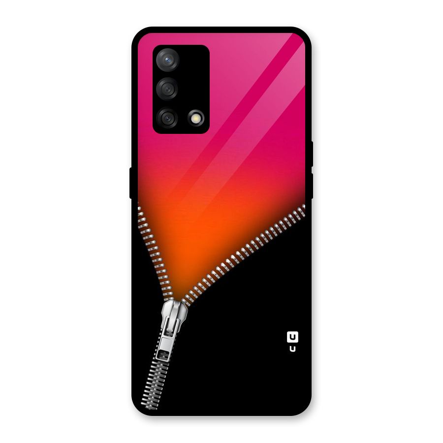Zipper Print Glass Back Case for Oppo F19