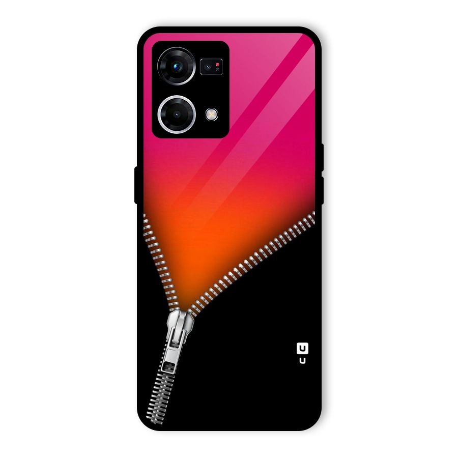 Zipper Print Glass Back Case for Oppo F21 Pro 4G