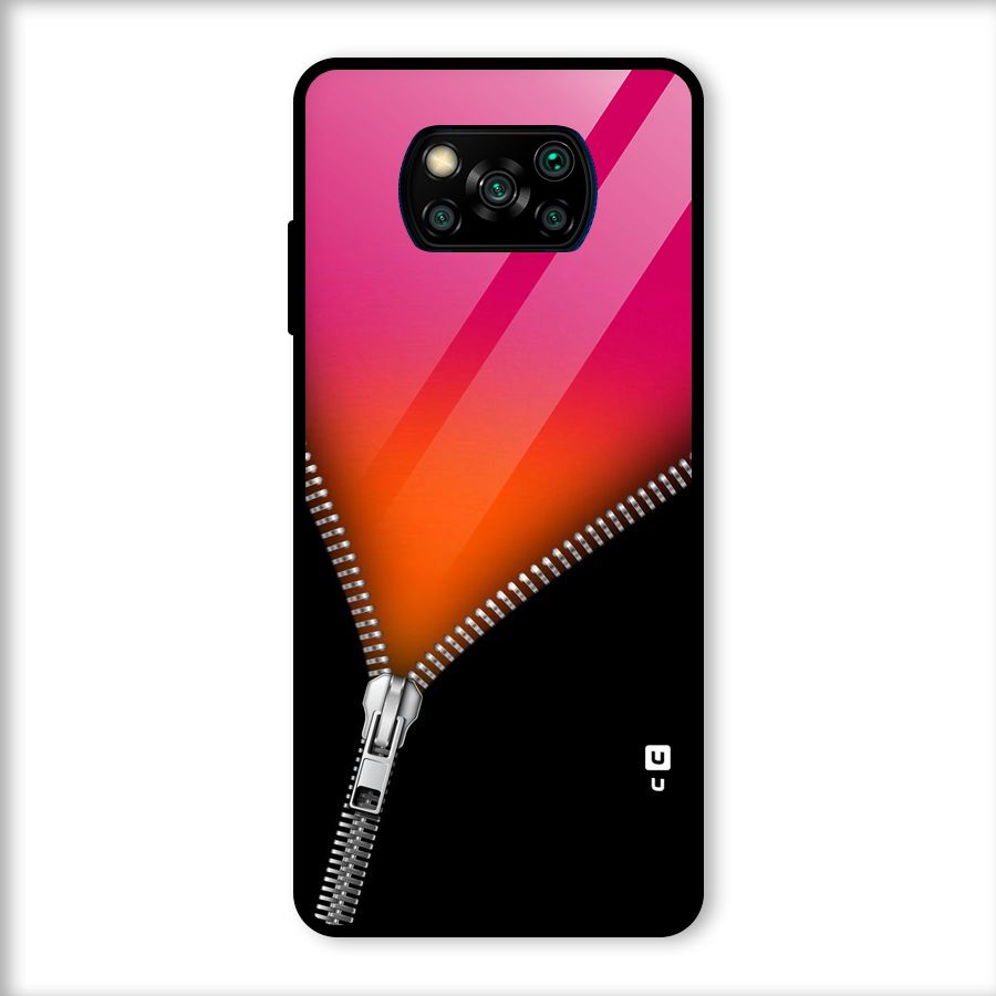 Zipper Print Glass Back Case for Poco X3