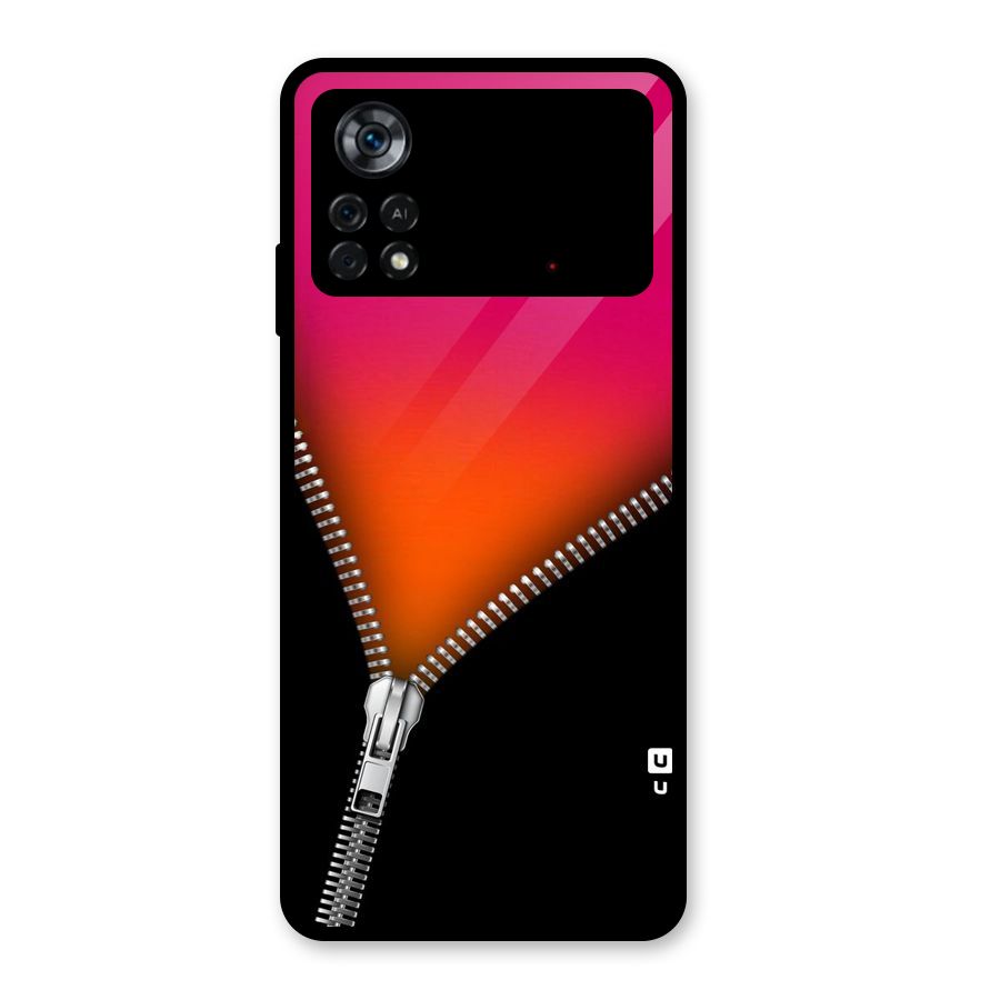 Zipper Print Glass Back Case for Poco X4 Pro 5G