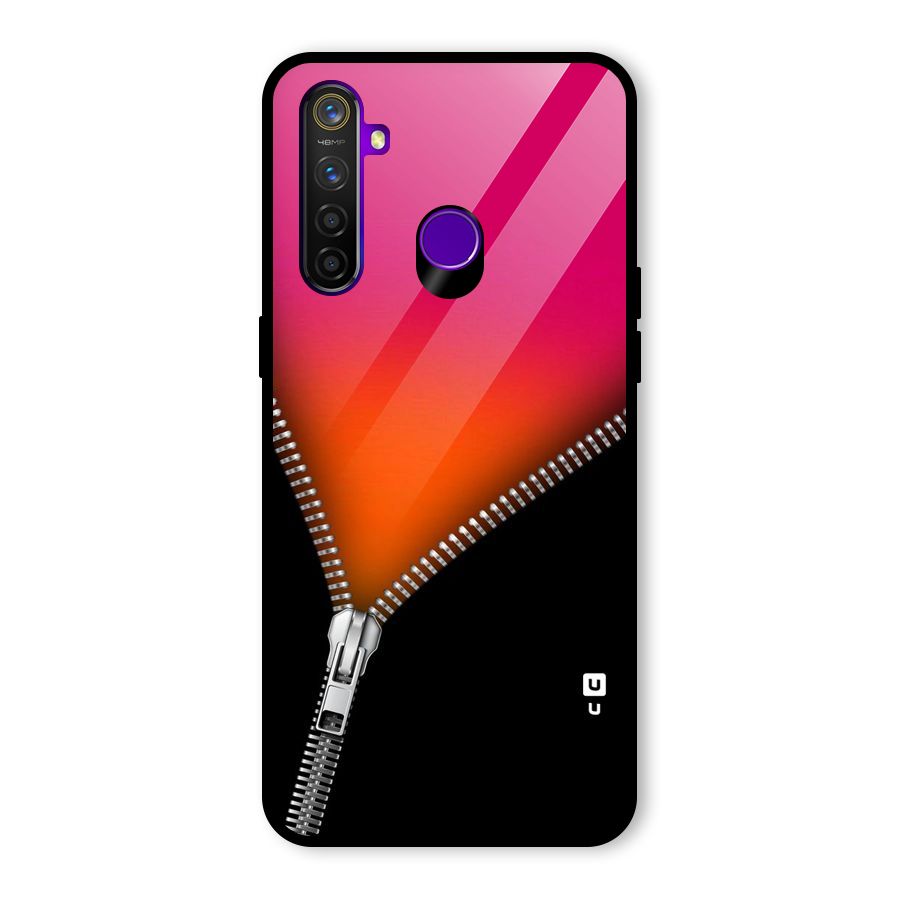 Zipper Print Glass Back Case for Realme 5 Pro