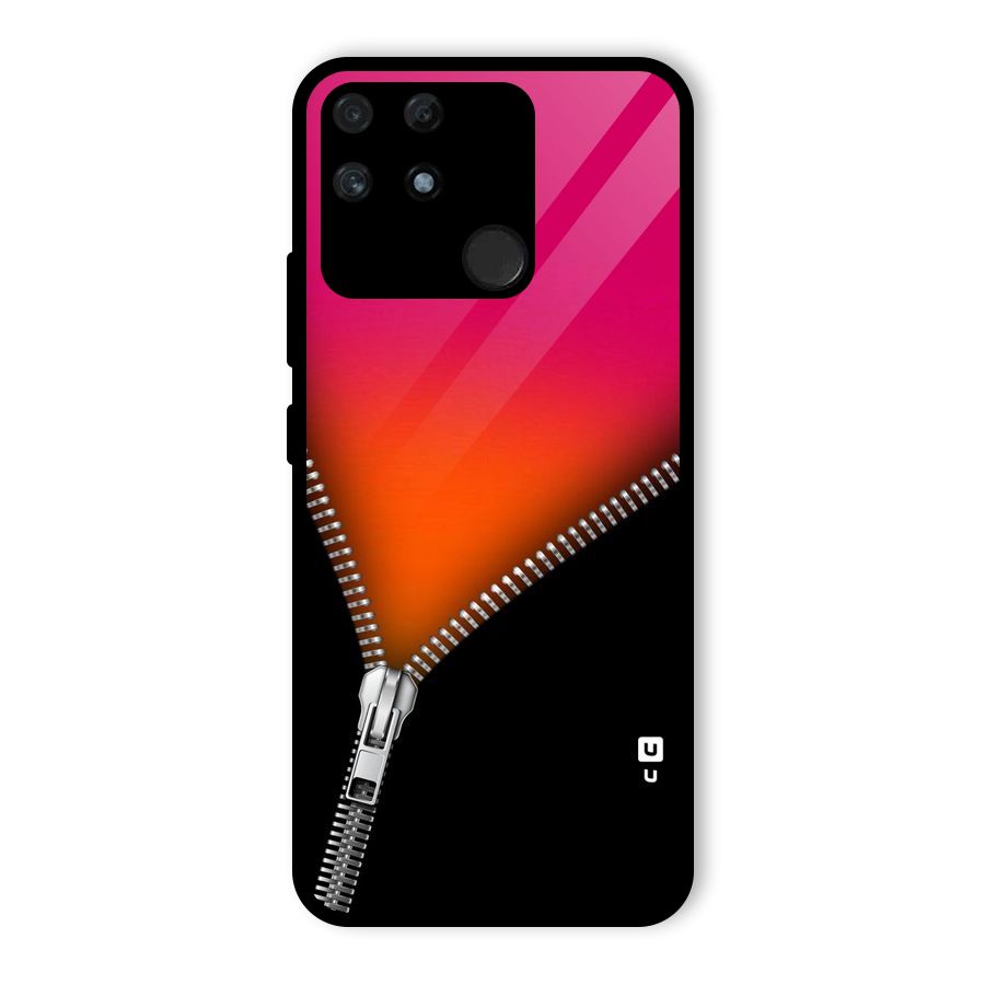 Zipper Print Glass Back Case for Realme Narzo 50A