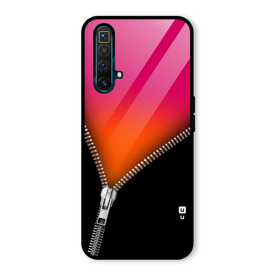 Zipper Print Glass Back Case for Realme X3