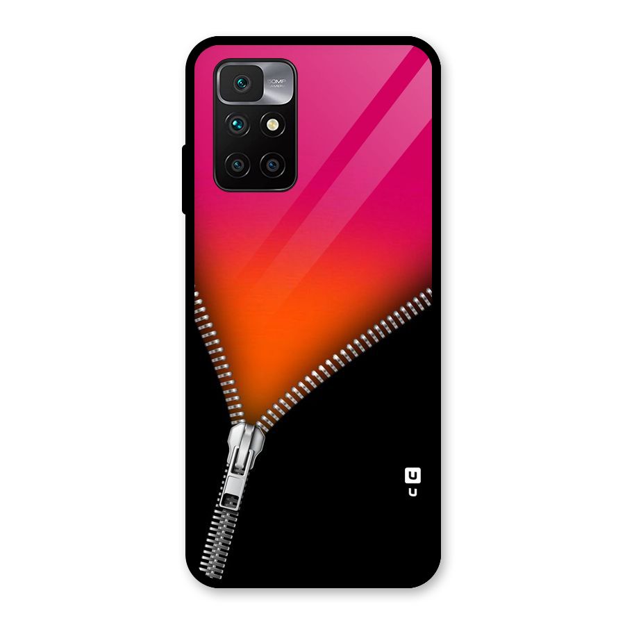Zipper Print Glass Back Case for Redmi 10 Prime