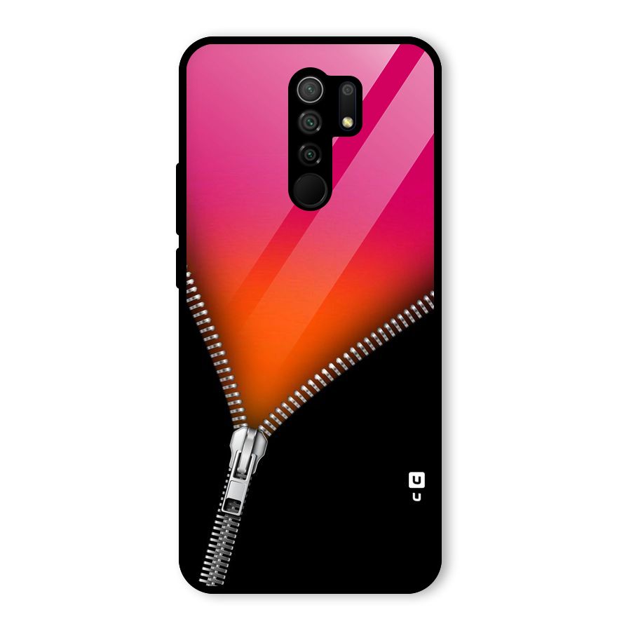Zipper Print Glass Back Case for Redmi 9 Prime
