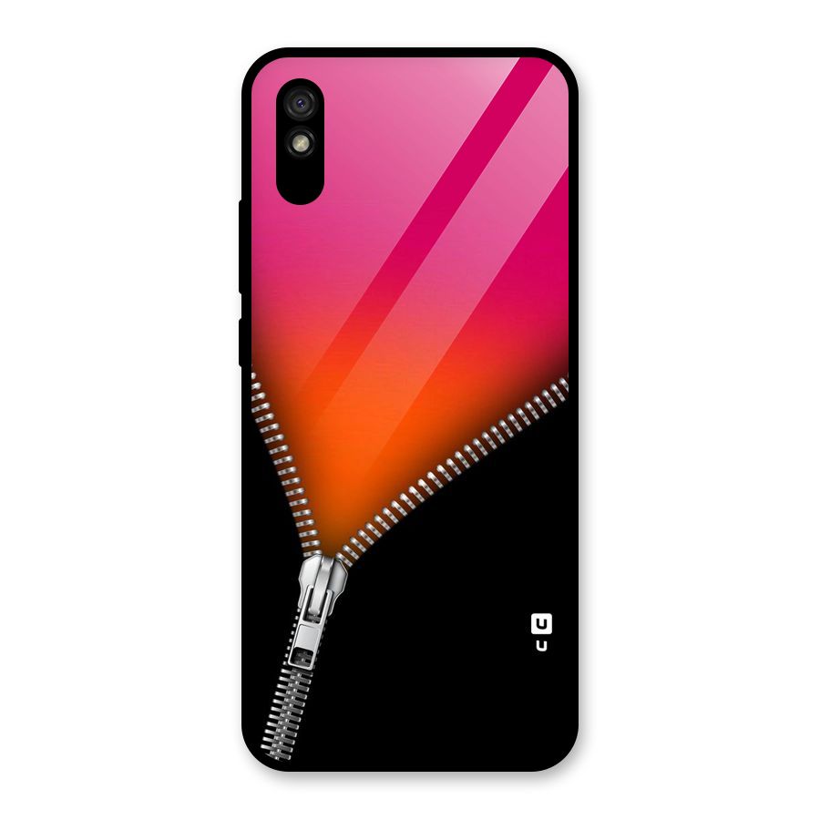 Zipper Print Glass Back Case for Redmi 9i