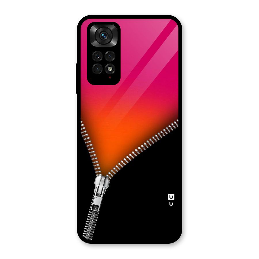 Zipper Print Glass Back Case for Redmi Note 11