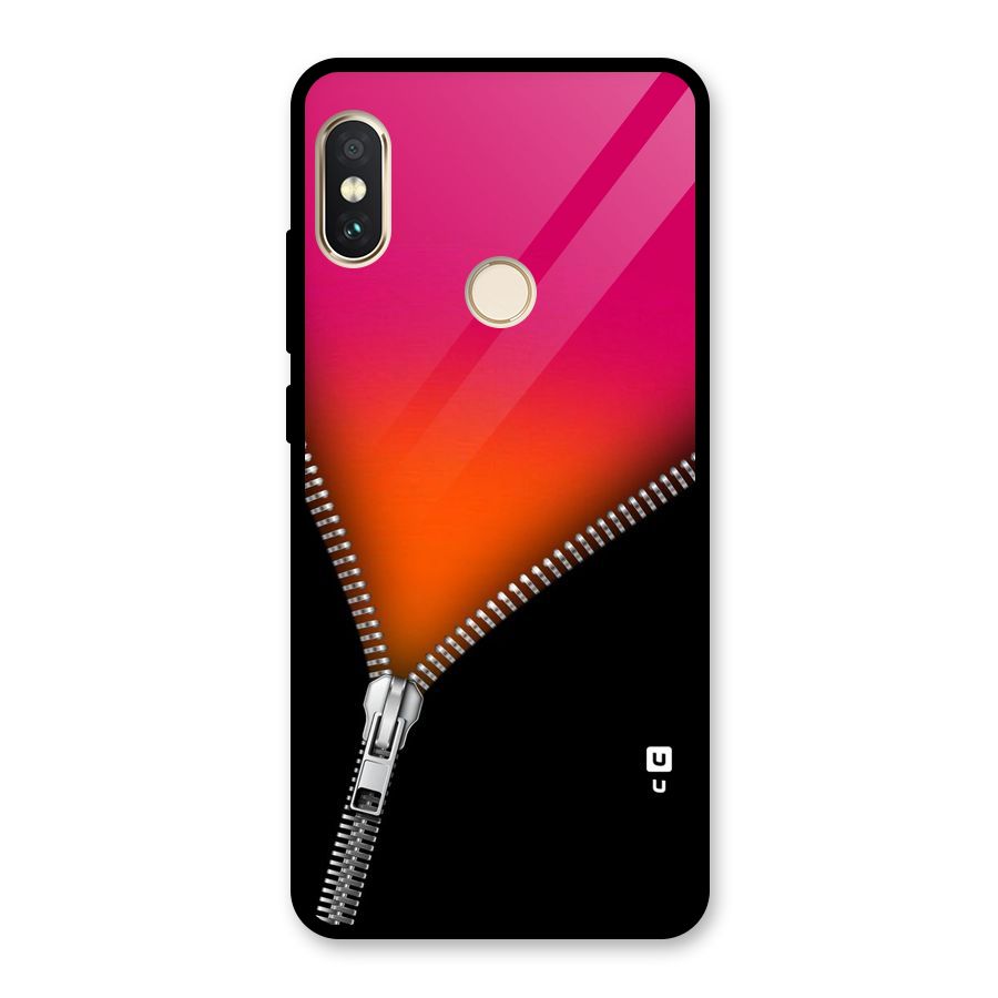 Zipper Print Glass Back Case for Redmi Note 5 Pro