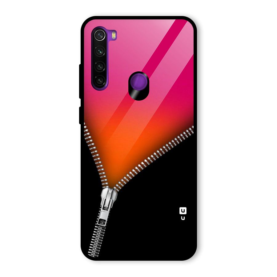 Zipper Print Glass Back Case for Redmi Note 8