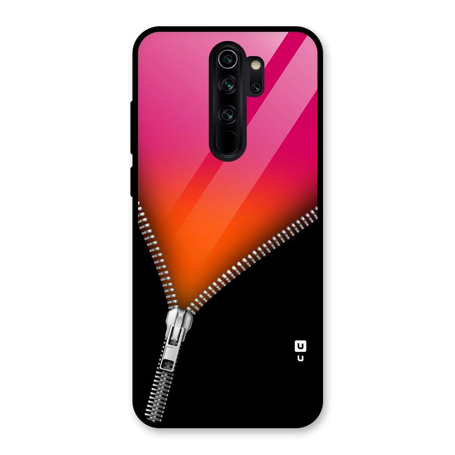 Zipper Print Glass Back Case for Redmi Note 8 Pro